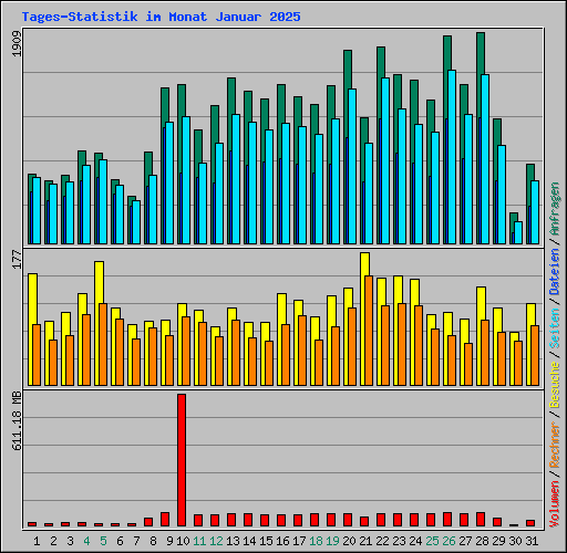 Tages-Statistik im Monat Januar 2025