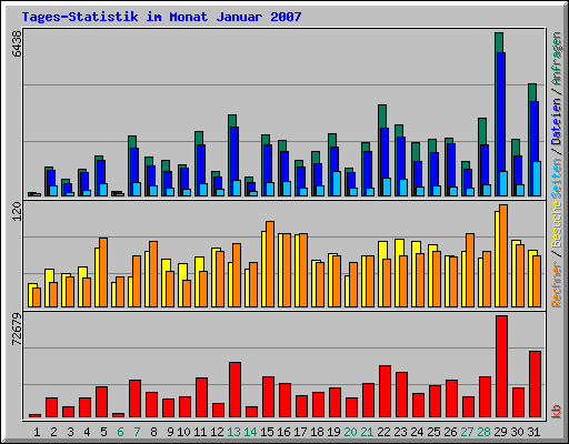 Tages-Statistik im Monat Januar 2007