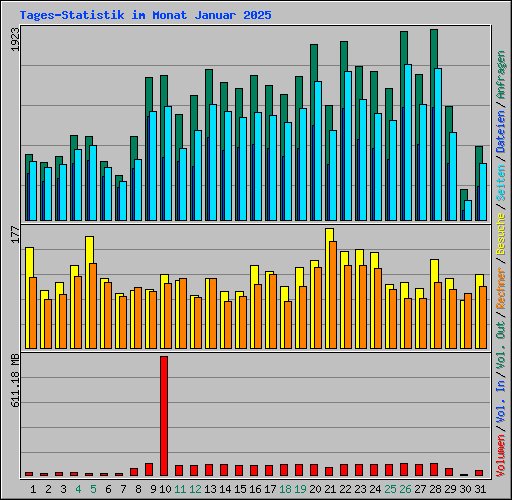 Tages-Statistik im Monat Januar 2025
