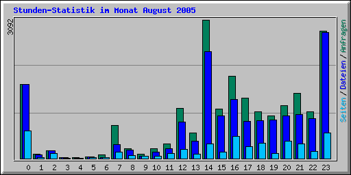 Stunden-Statistik im Monat August 2005