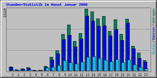 Stunden-Statistik im Monat Januar 2008